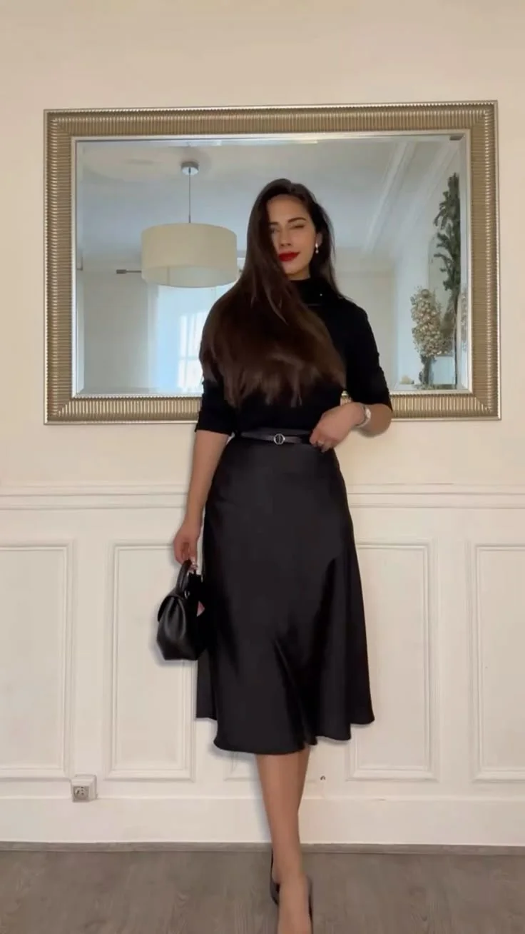 black-satin-skirt-outfit