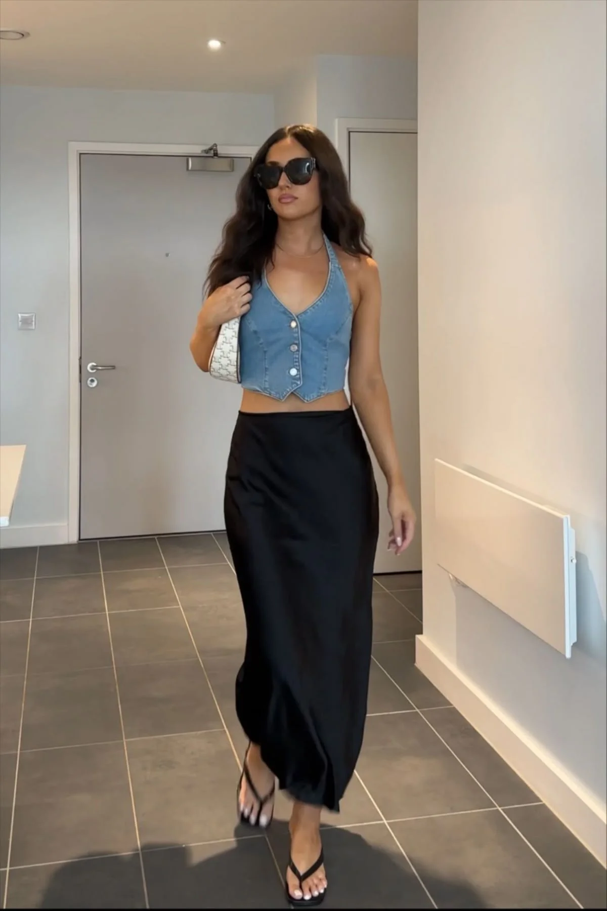 black satin skirt outfit