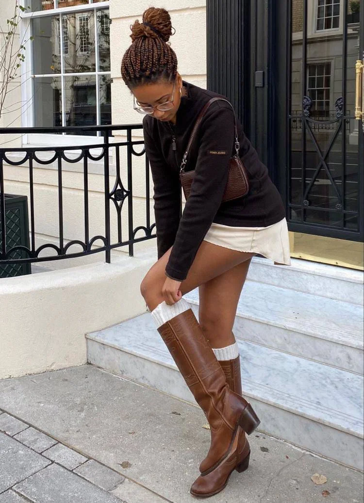 Brown boots outfit
