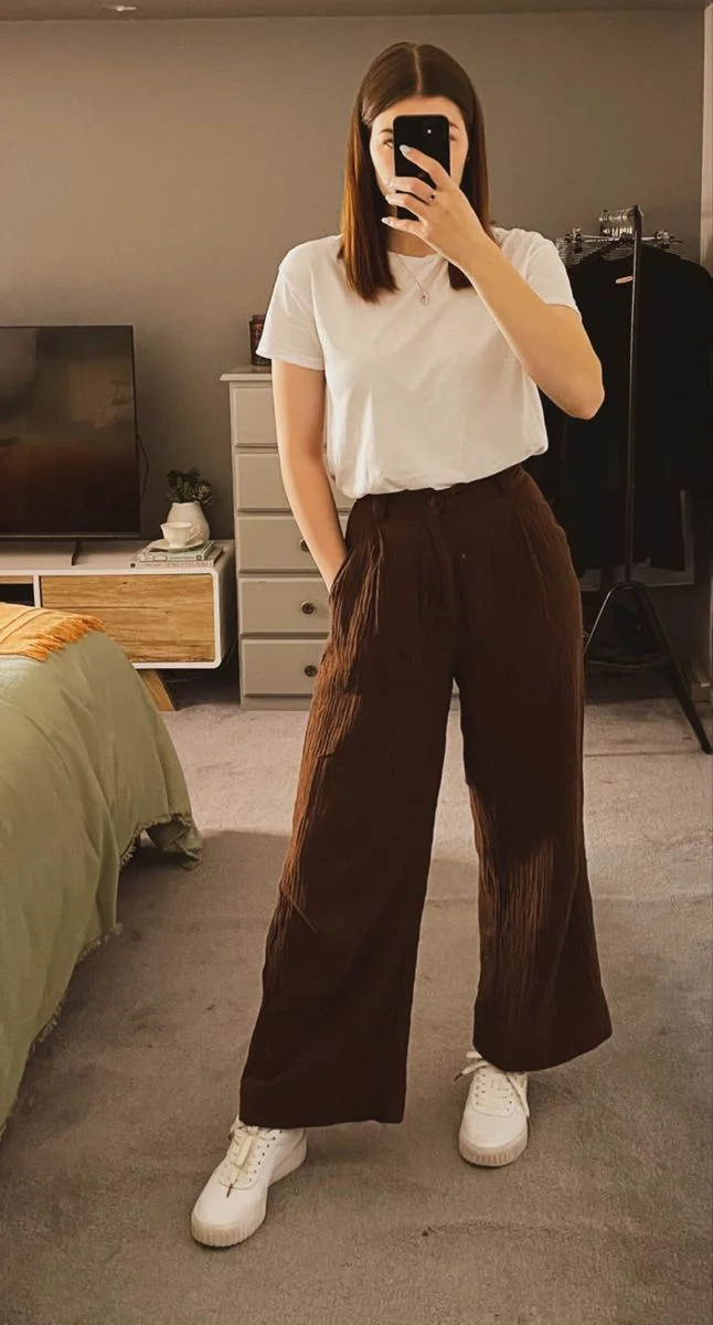Brown linen pants outfit