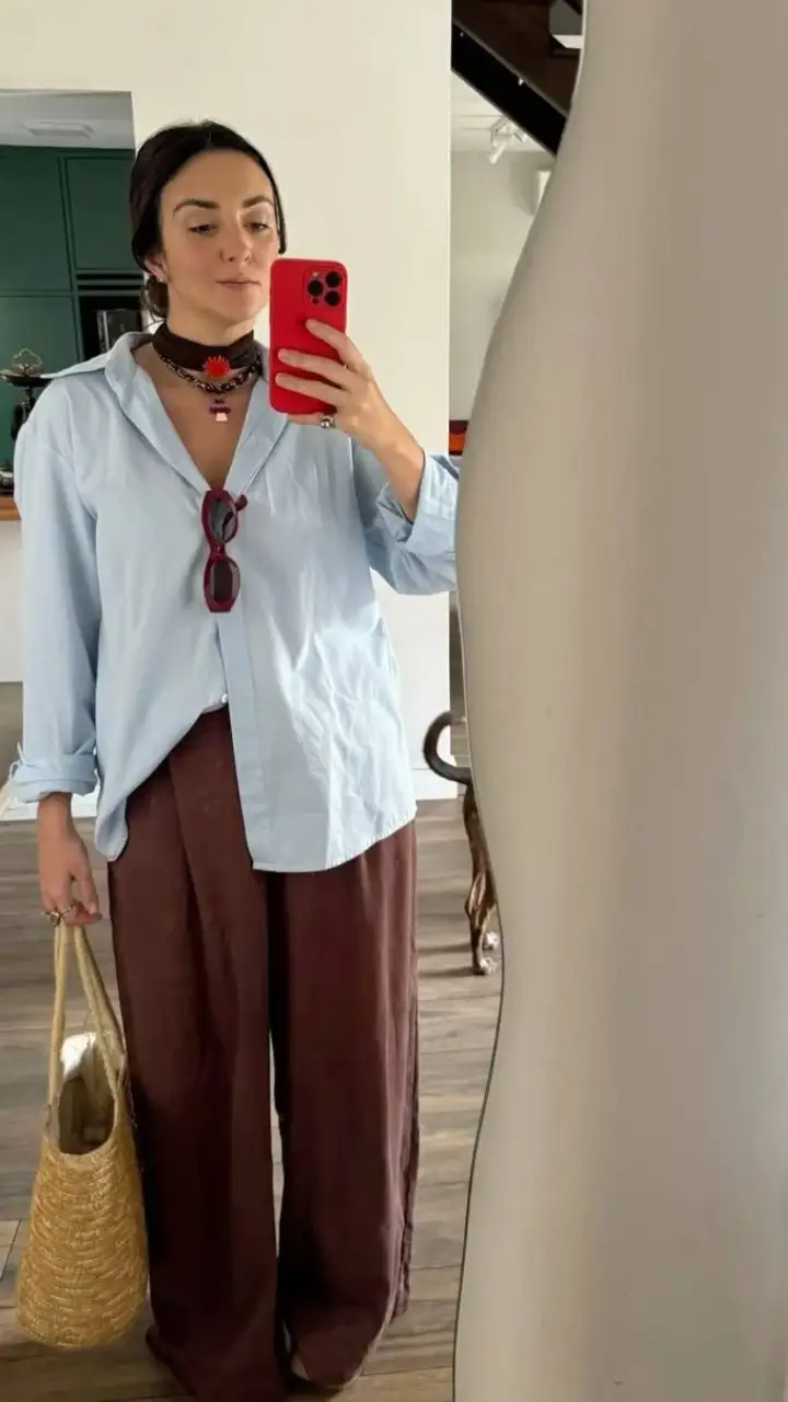 Brown linen pants outfit