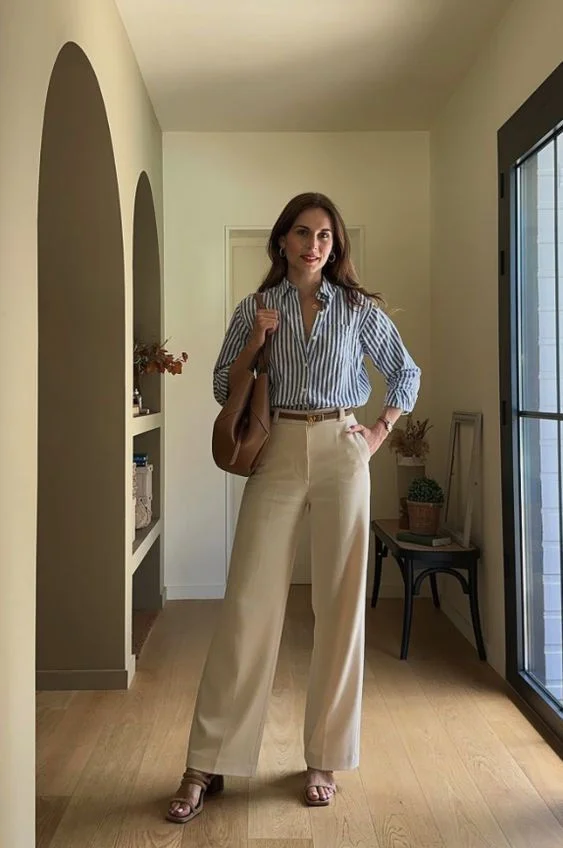 cream pants outfit