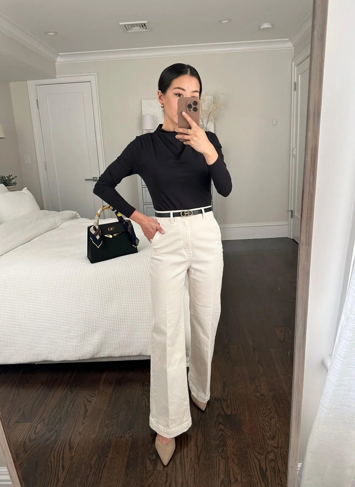 cream pants outfit