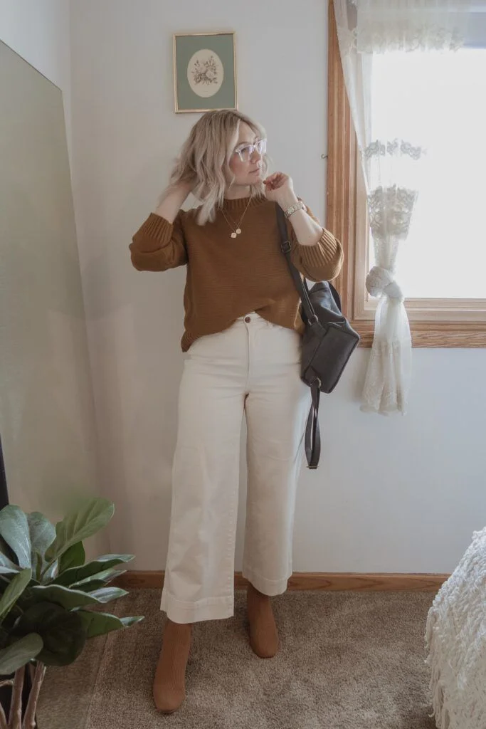 cream pants outfit