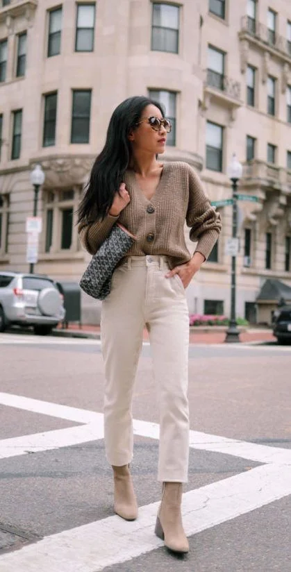 cream pants outfit