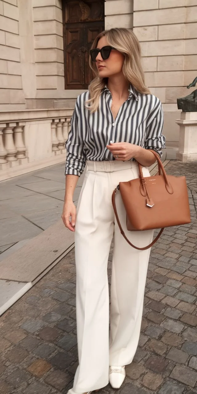 cream pants outfit