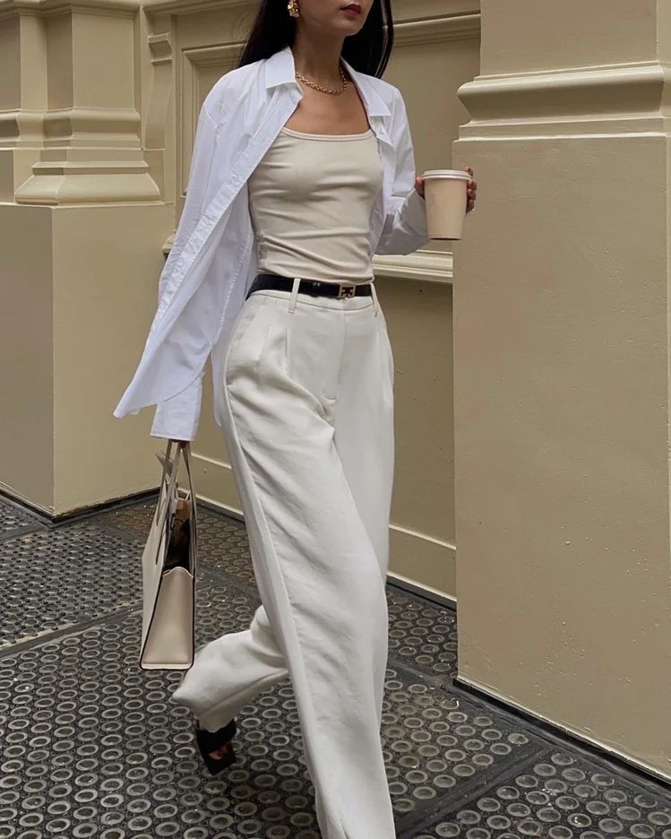 cream pants outfit