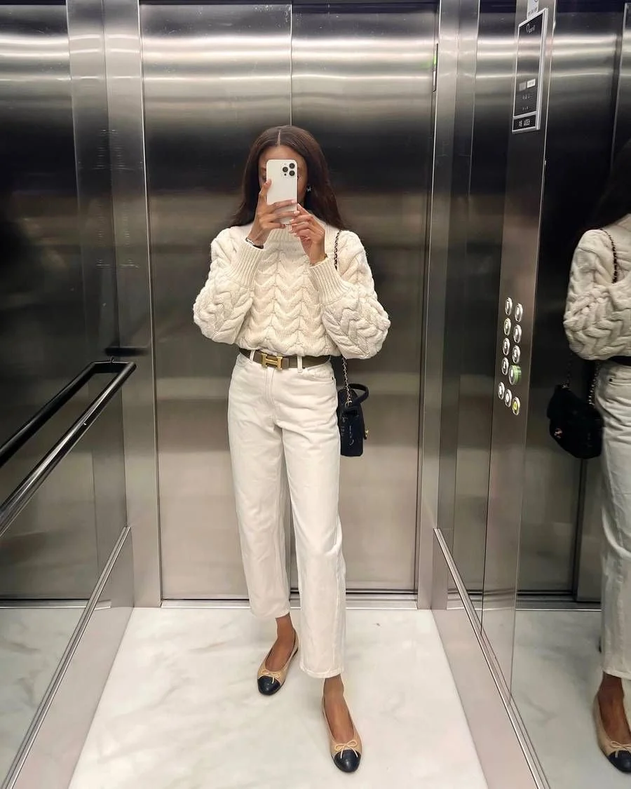 cream pants outfit