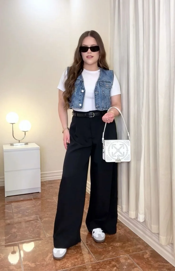 denim and white outfits