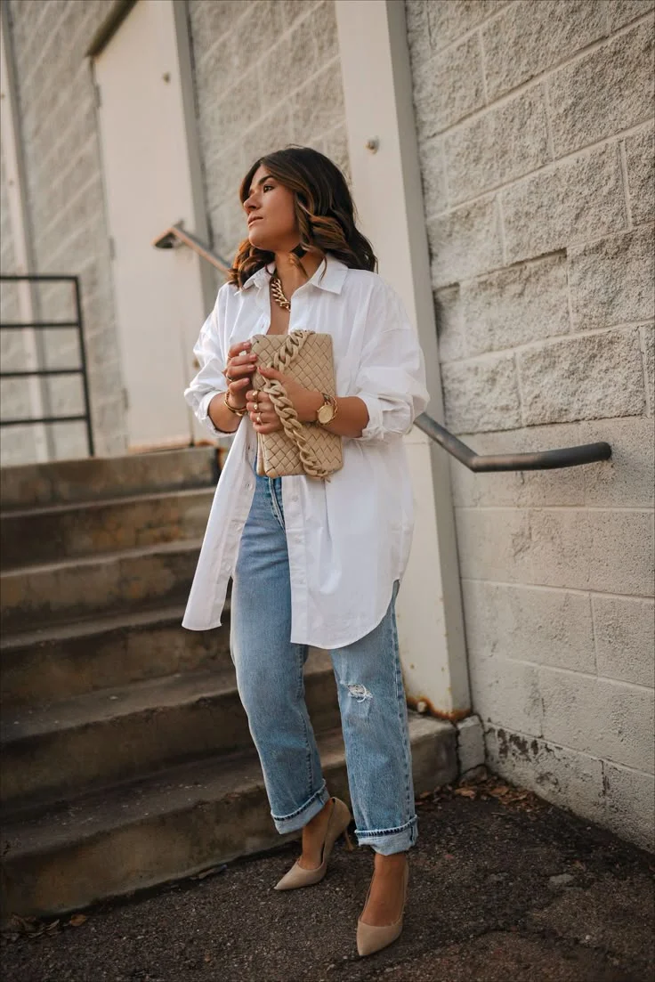 denim and white outfits