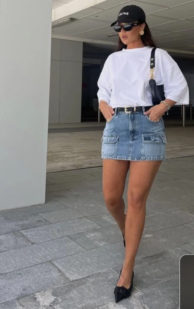 denim skirt outfit ideas