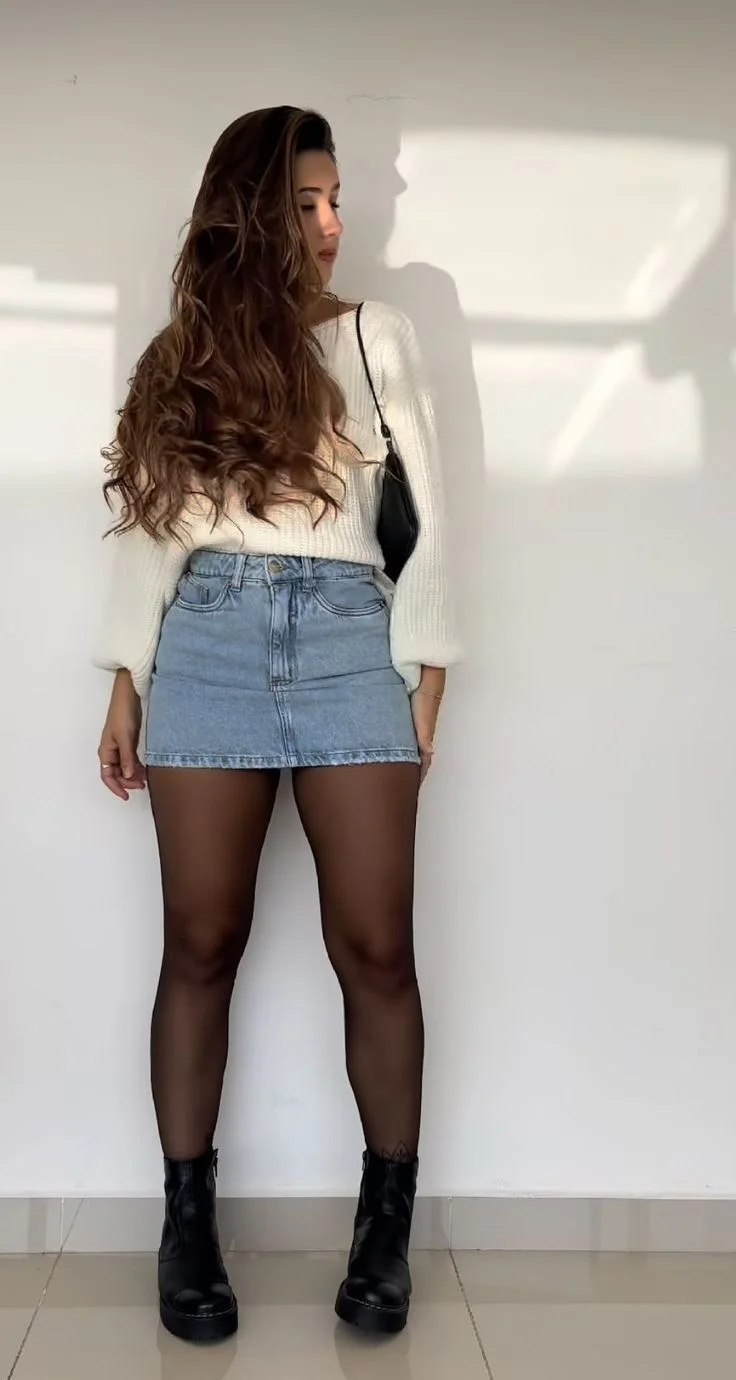 denim skirt outfit ideas