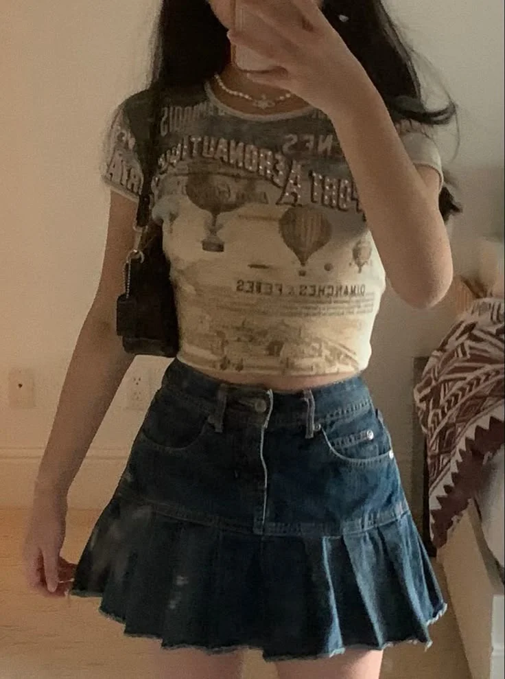 denim skirt outfit ideas