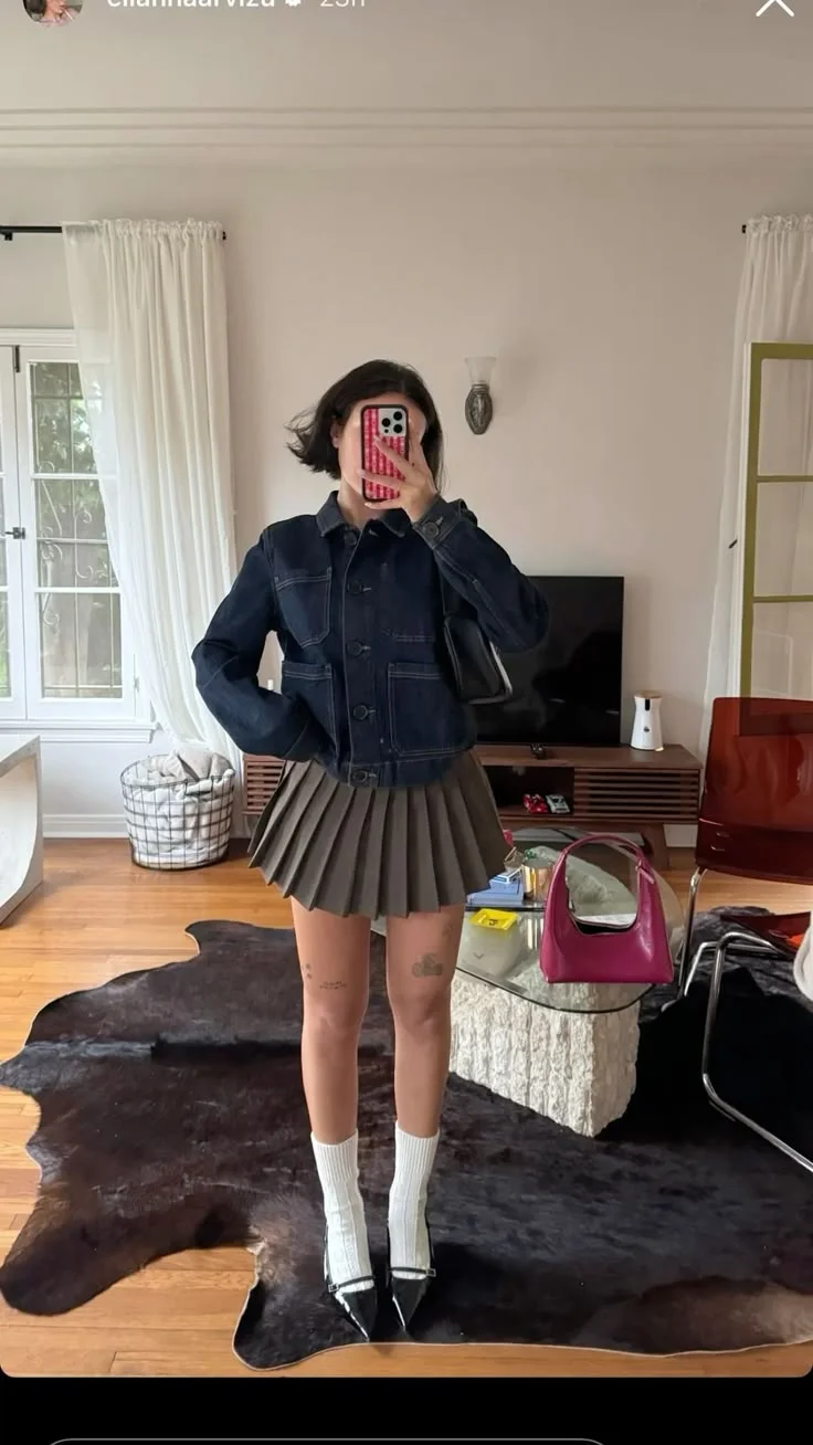 denim skirt outfit ideas