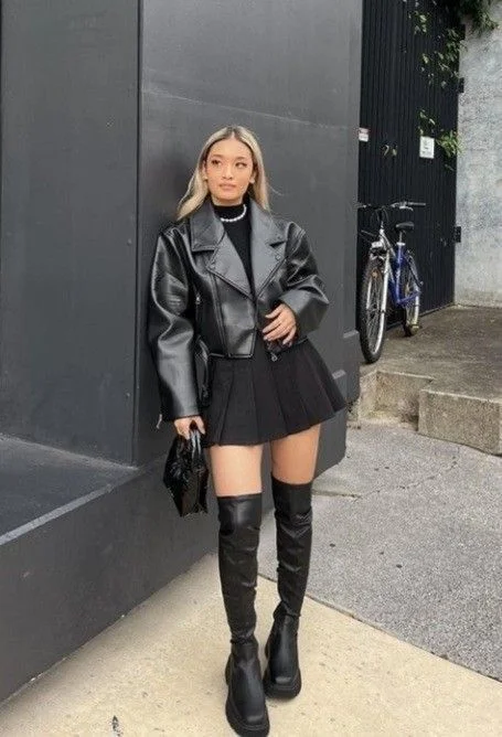 leather jacket outfit