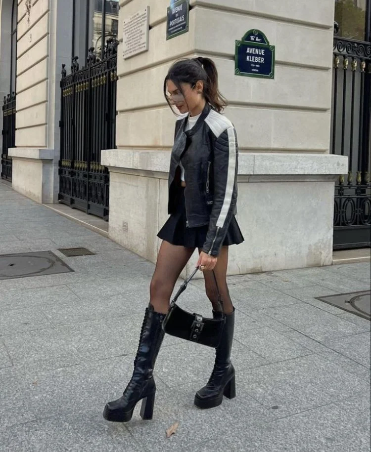 leather skirt outfit ideas