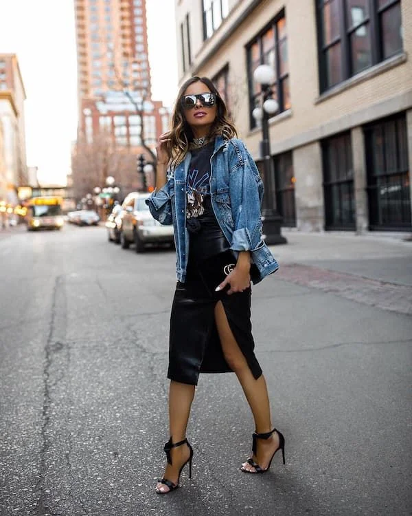 leather skirt outfit ideas