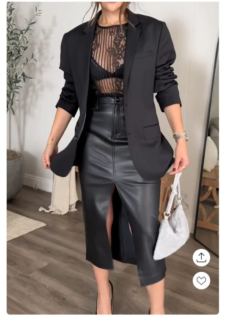leather skirt outfit ideas