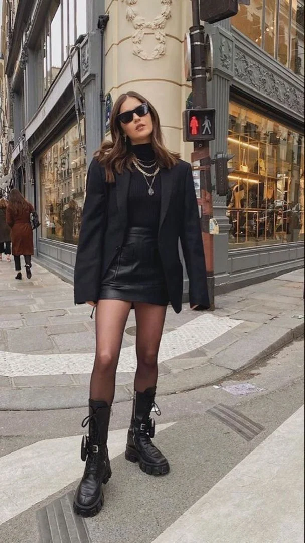 leather skirt outfit ideas
