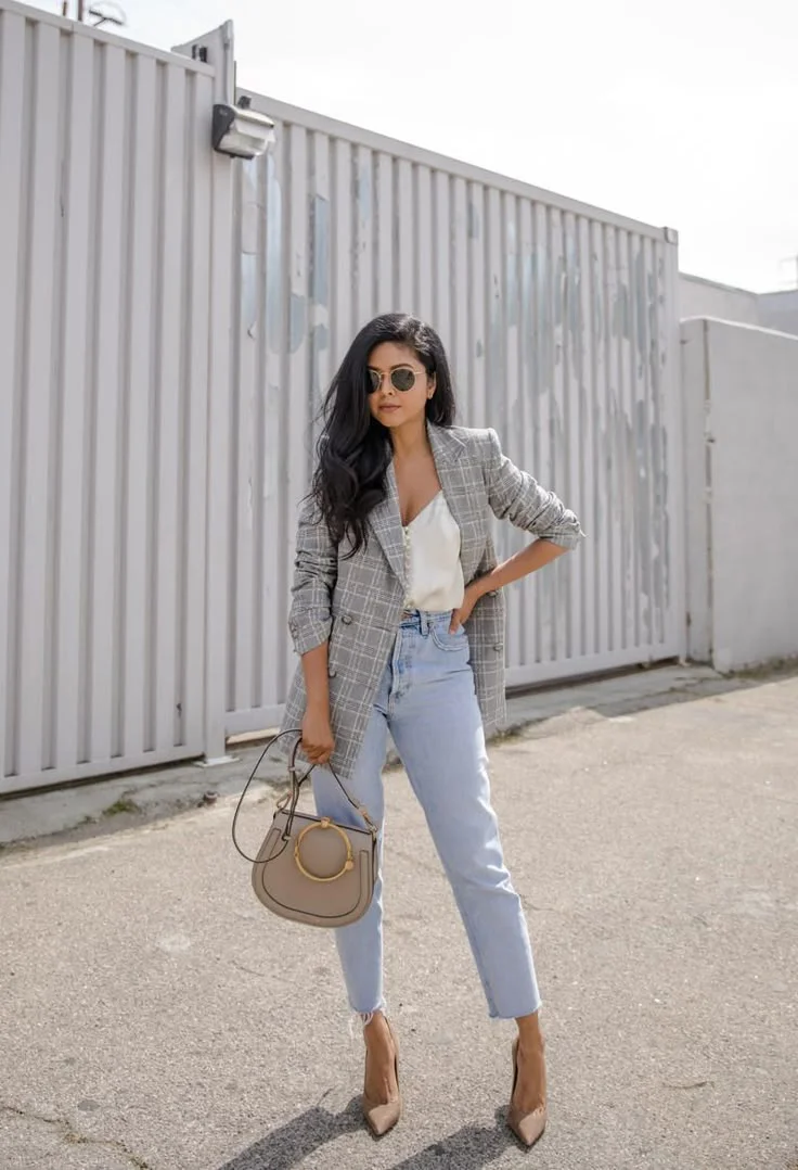 plaid blazer outfit