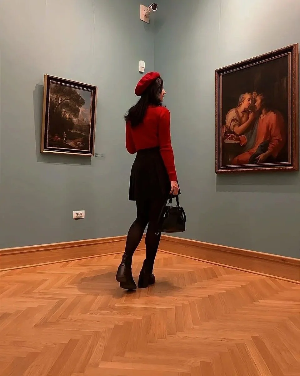 red sweater outfit