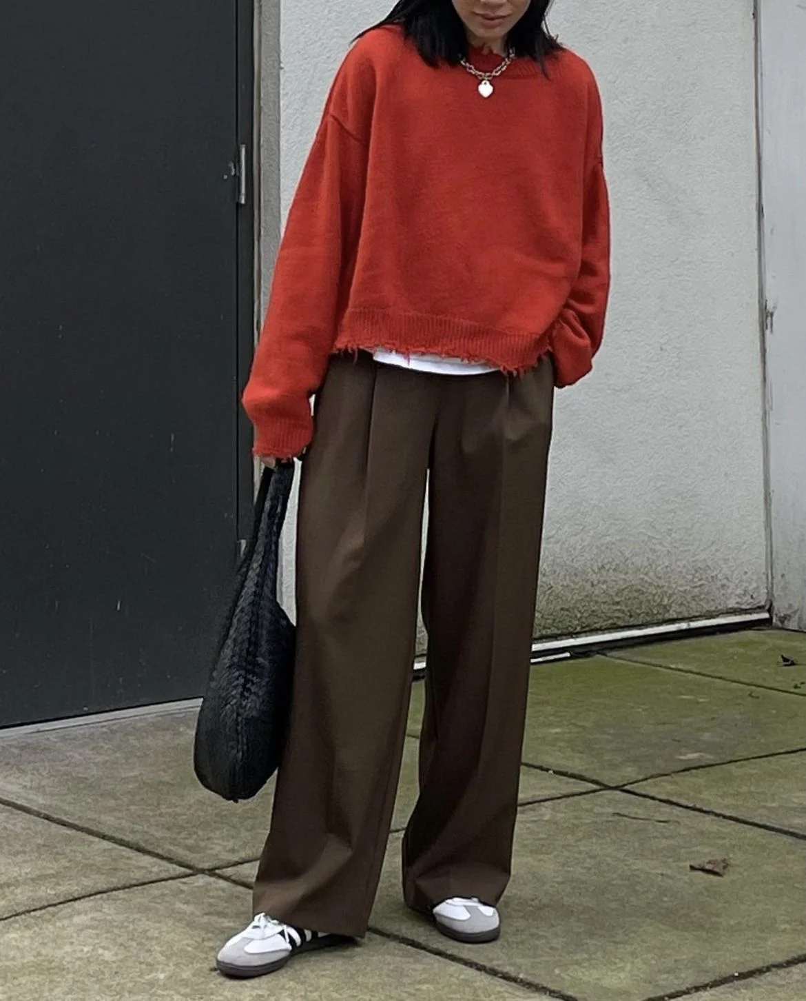 red sweater outfit