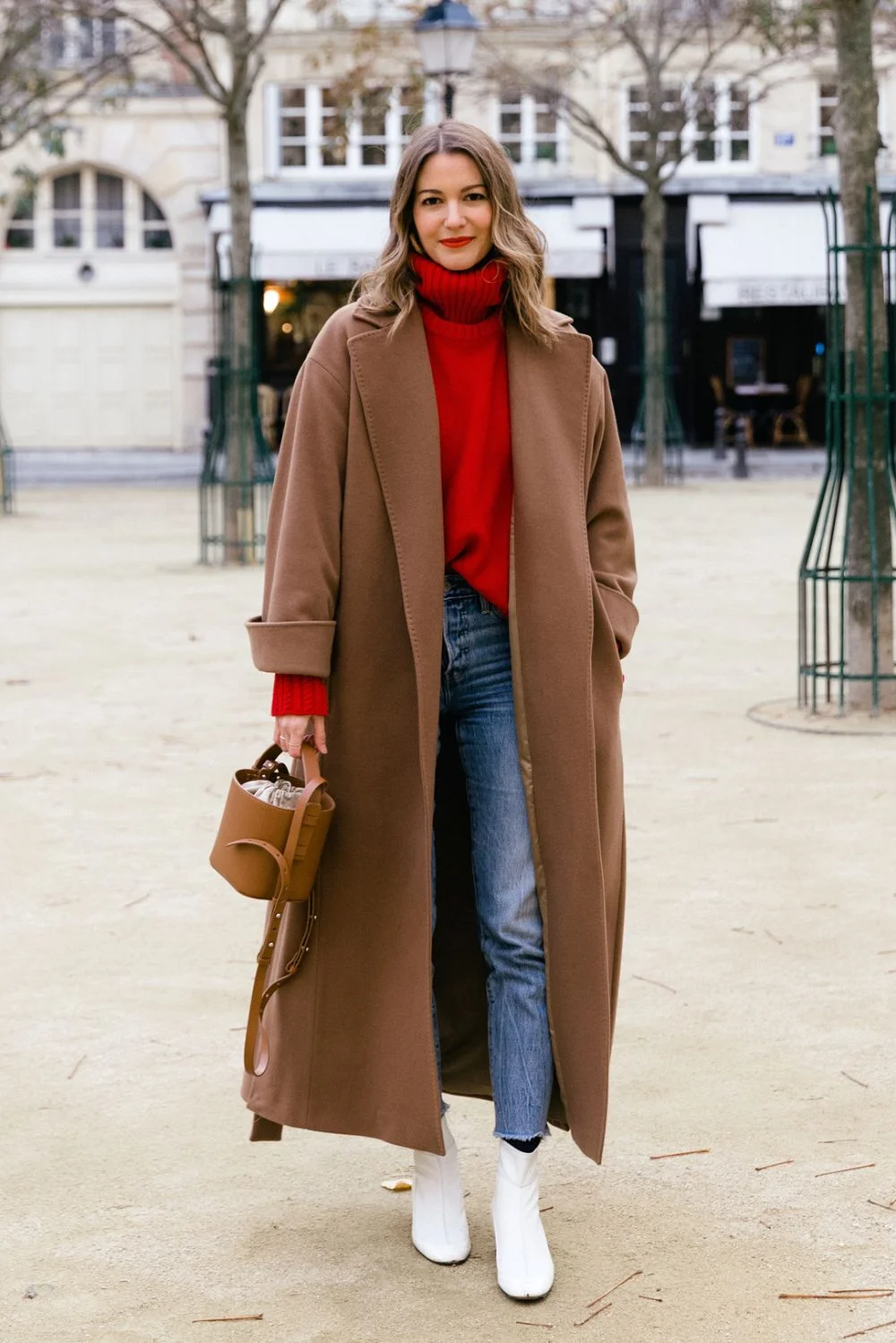 red sweater outfit