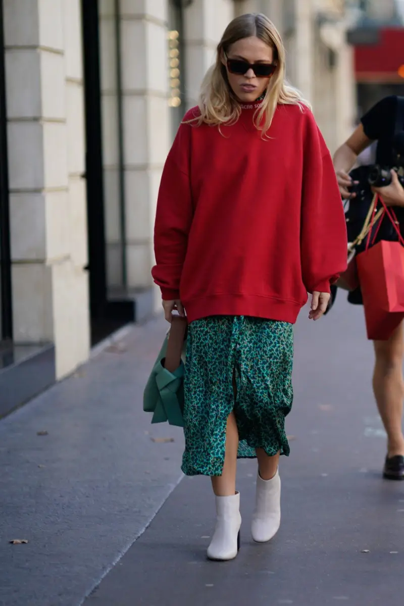 red sweater outfit