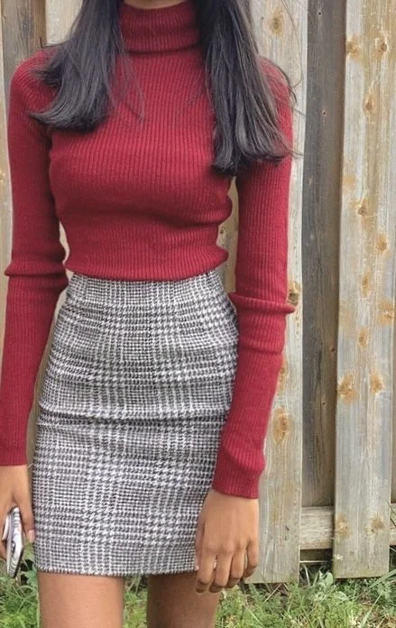 red sweater outfit