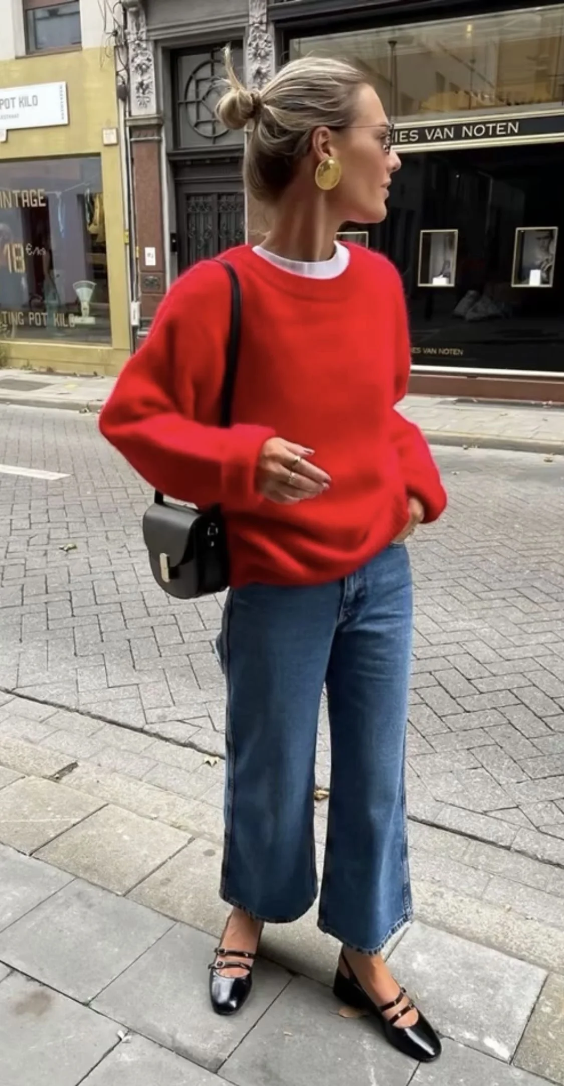 red sweater outfit