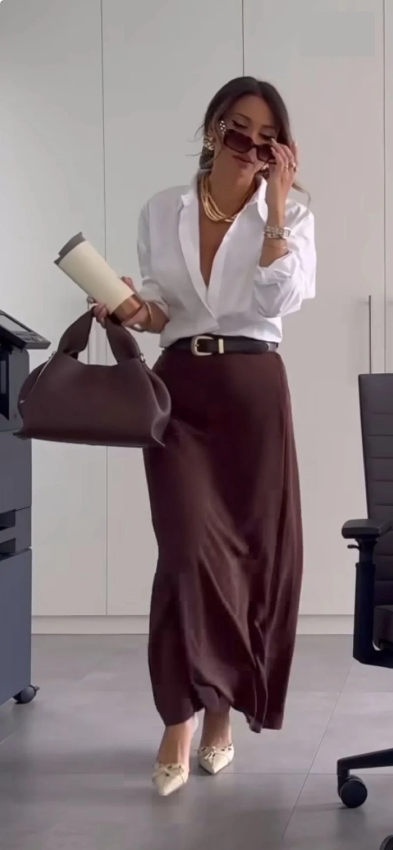 satin skirt outfit