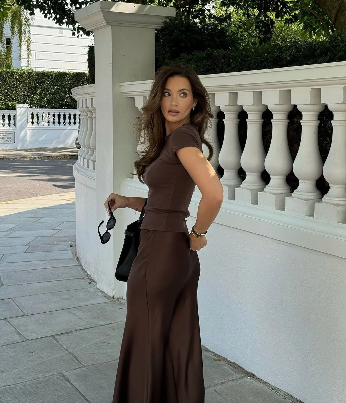 satin skirt outfit