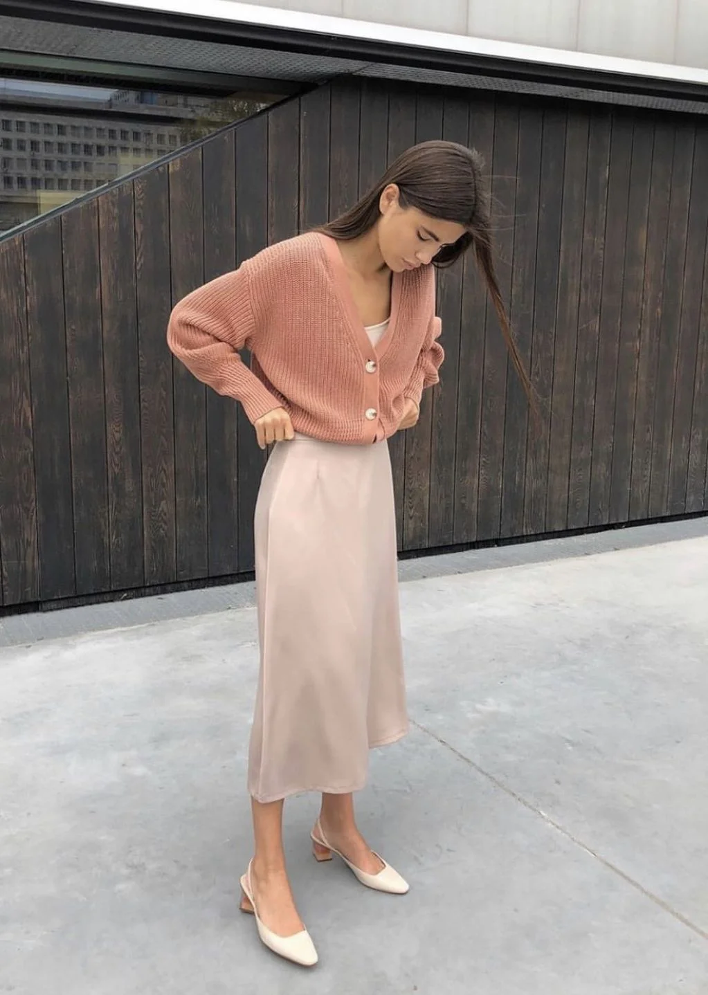 satin skirt outfit