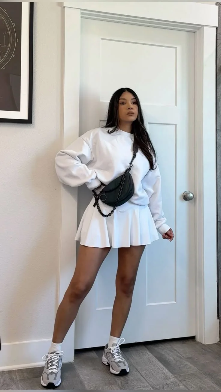 skirt with sneakers