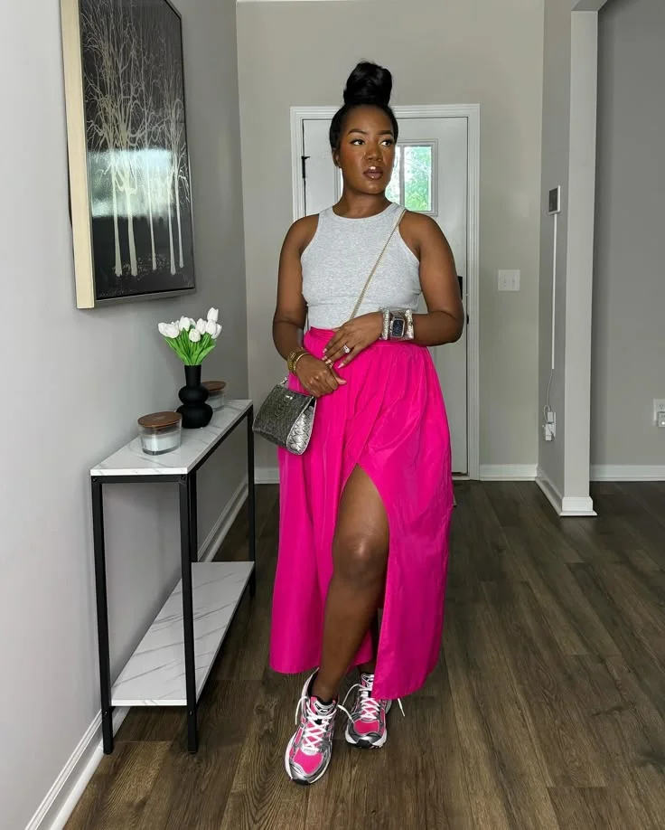 skirt with sneakers