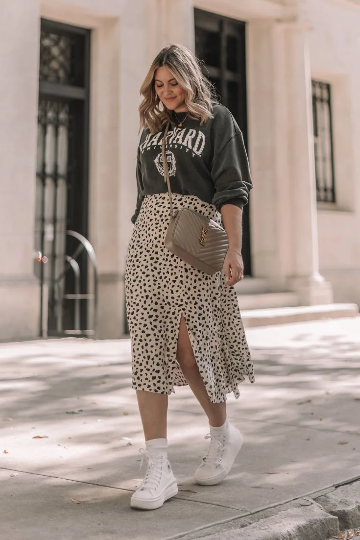 skirt with sneakers