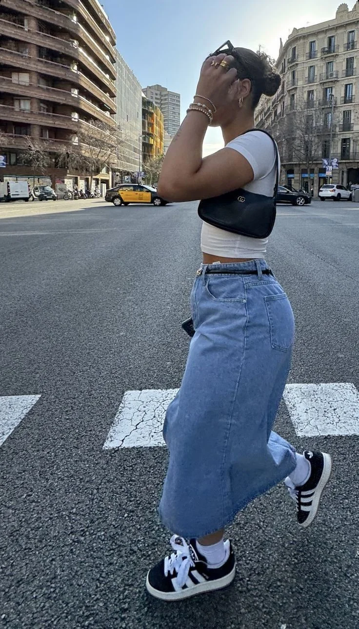 skirt with sneakers