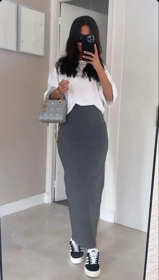 skirt with sneakers