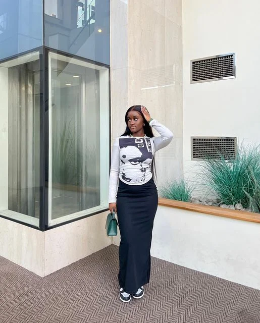 skirt with sneakers