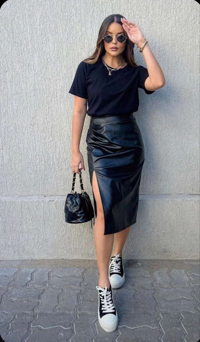 skirt with sneakers