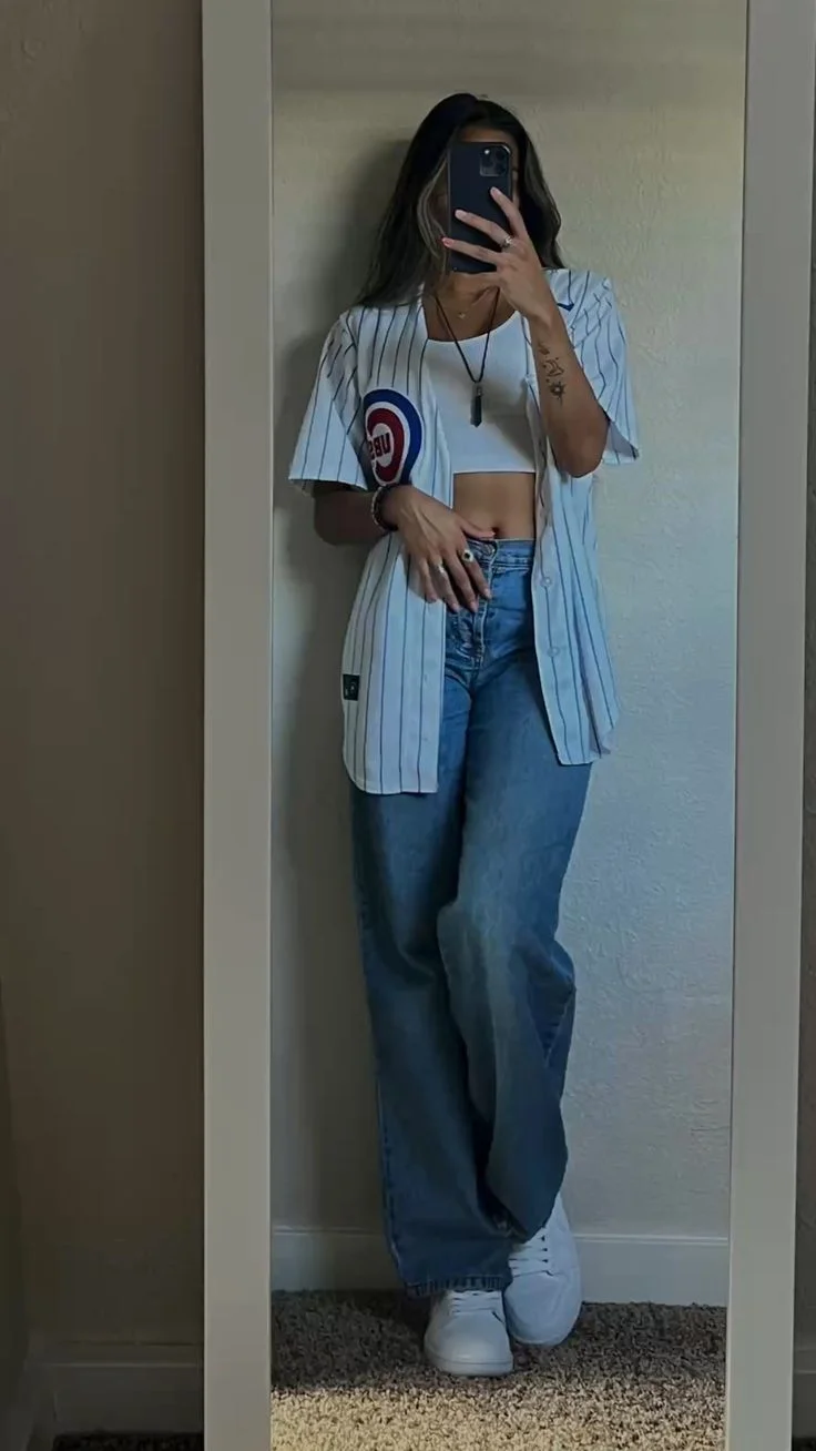 summer baseball game outfit