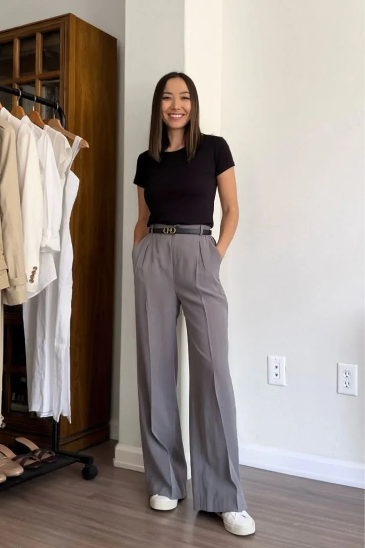 Wide leg pants outfit