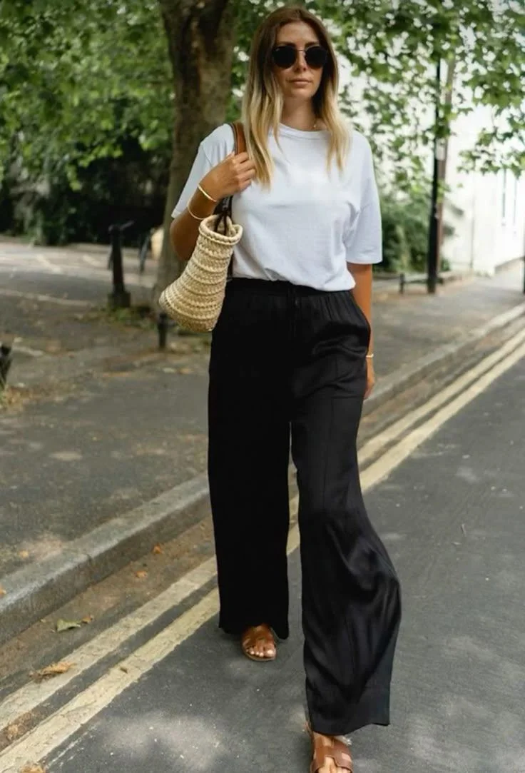 Wide leg pants outfit