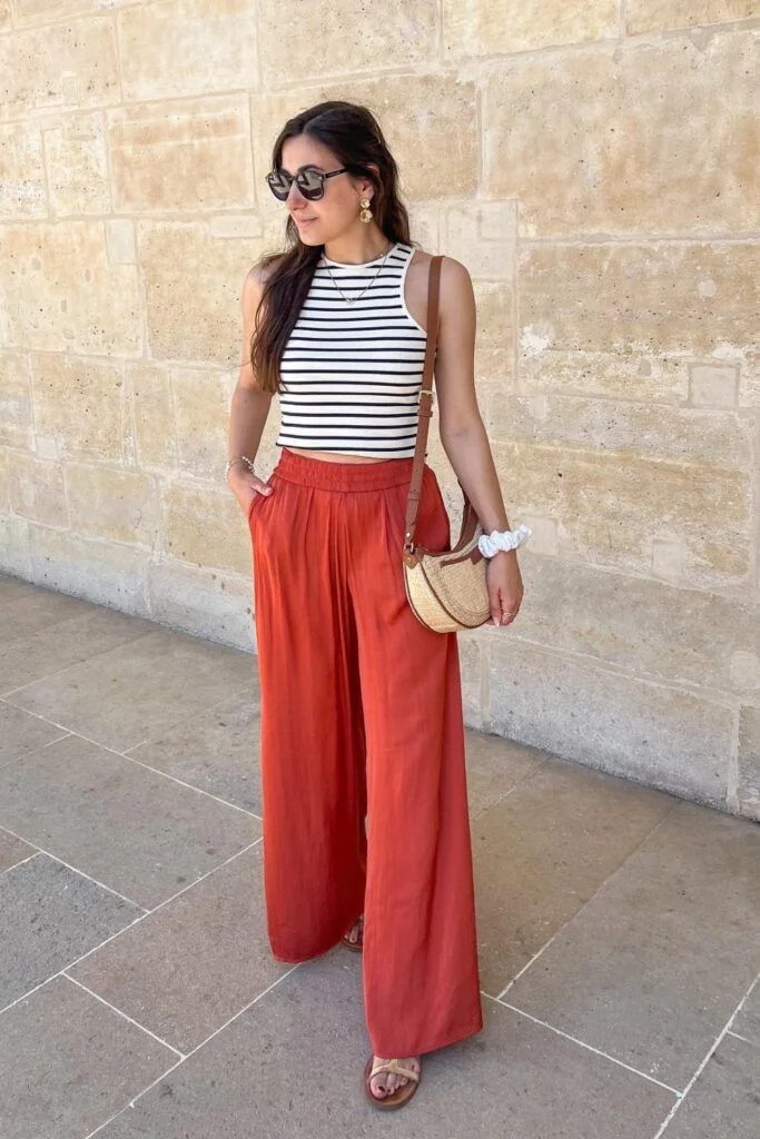 Wide leg pants outfit